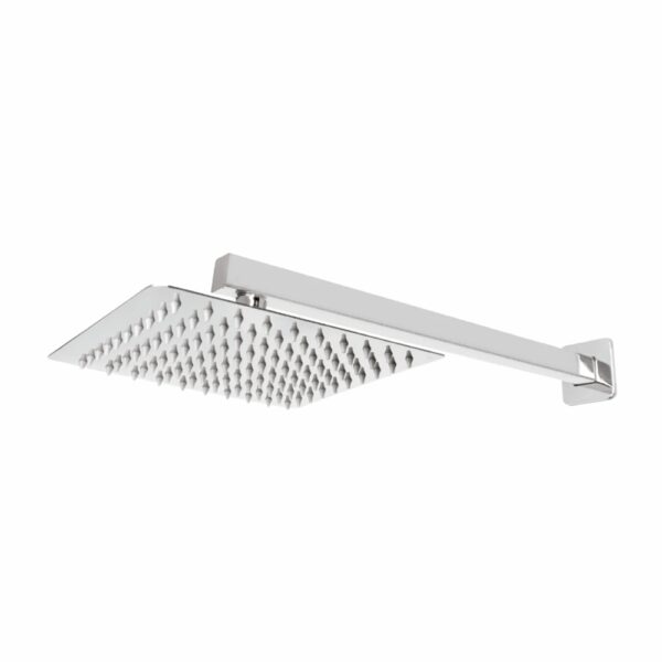 Chuveiro Quadrado 20x20cm Braço 40cm Aço Galvanizado Inox 201
