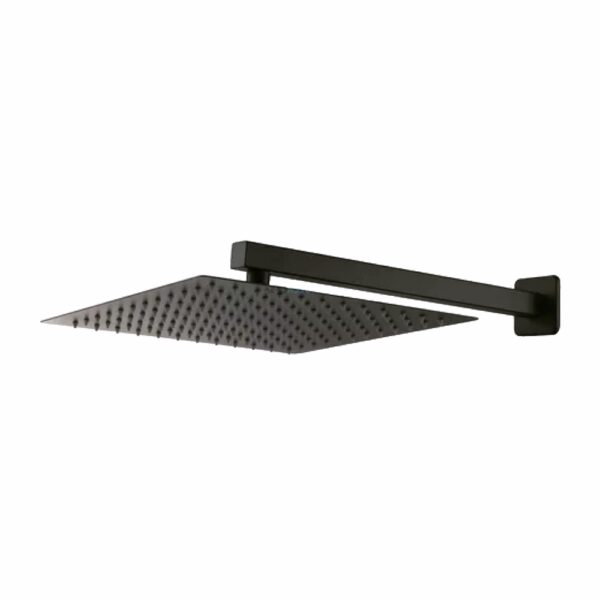 Chuveiro Quadrado 20x20cm Braço 40cm Aço Inox 201 Pintura Preta