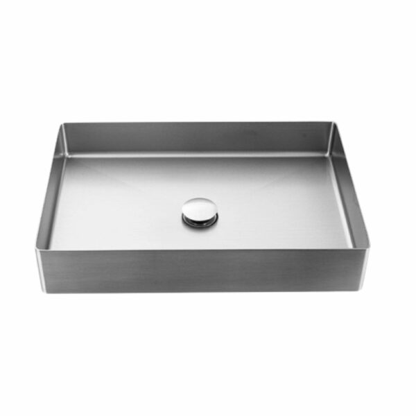 Cuba Banheiro Retangular Prata em Aço Inox 304